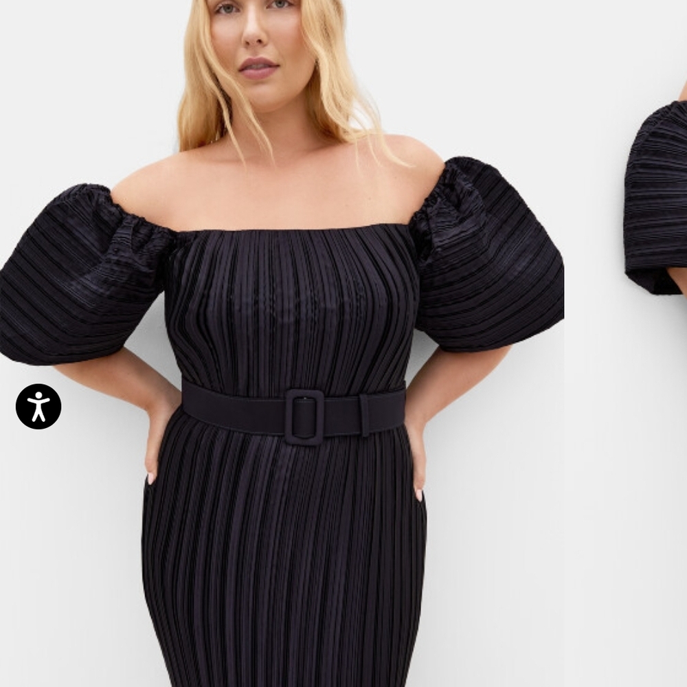 Midi Dress With Puff Sleeves (City Chic)